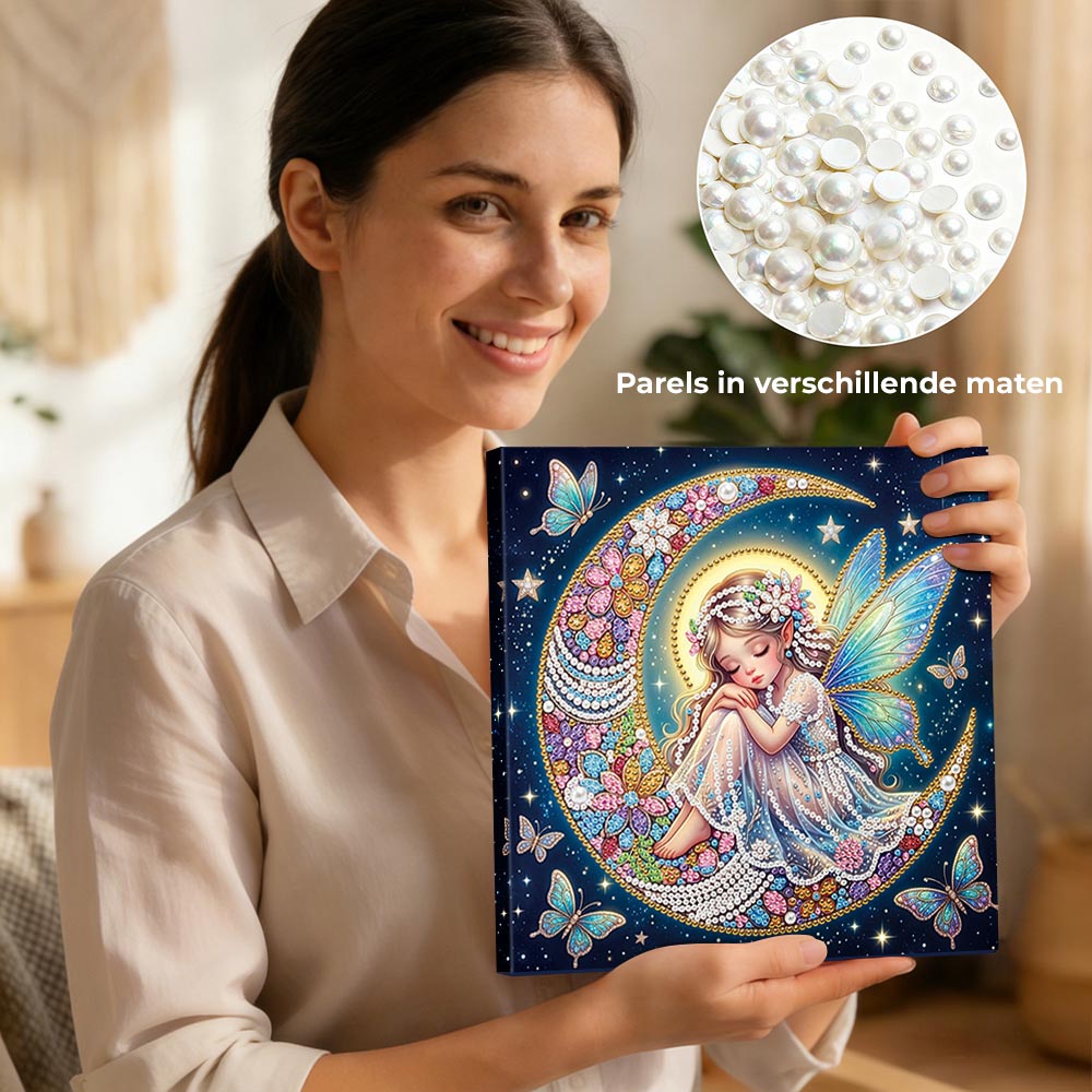 Diamond Painting | Parel Schilderij | De Vlinderfee op de Maan