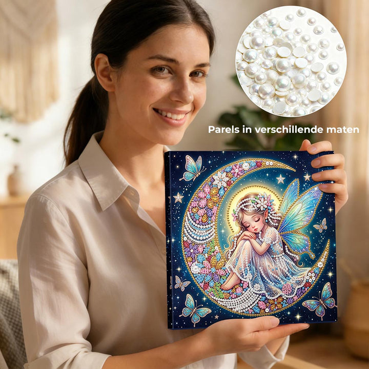 Diamond Painting | Parel Schilderij | De Vlinderfee op de Maan
