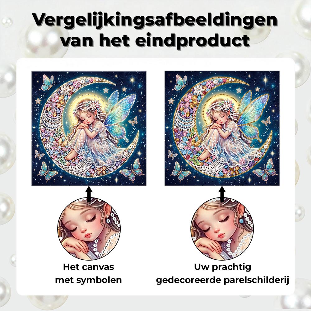 Diamond Painting | Parel Schilderij | De Vlinderfee op de Maan