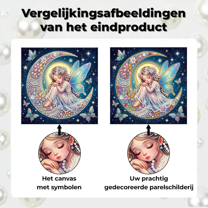 Diamond Painting | Parel Schilderij | De Vlinderfee op de Maan
