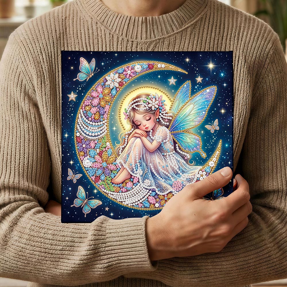 Diamond Painting | Parel Schilderij | De Vlinderfee op de Maan
