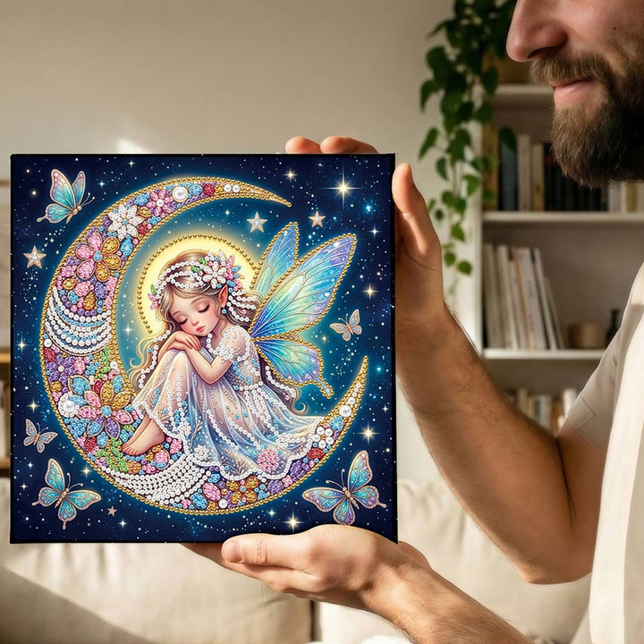 Diamond Painting | Parel Schilderij | De Vlinderfee op de Maan