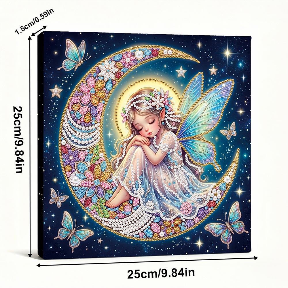 Diamond Painting | Parel Schilderij | De Vlinderfee op de Maan
