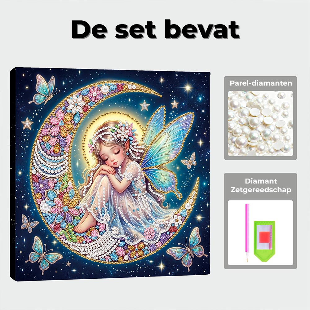 Diamond Painting | Parel Schilderij | De Vlinderfee op de Maan