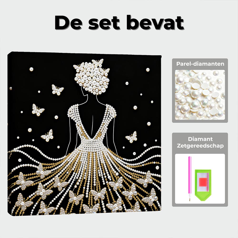 Diamond Painting | Parel Schilderij | Een Vrouw omringd door Vlinders