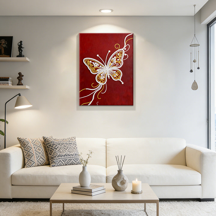 Diamond Painting | Parel Schilderij | Een Wit-Gouden Vlinder