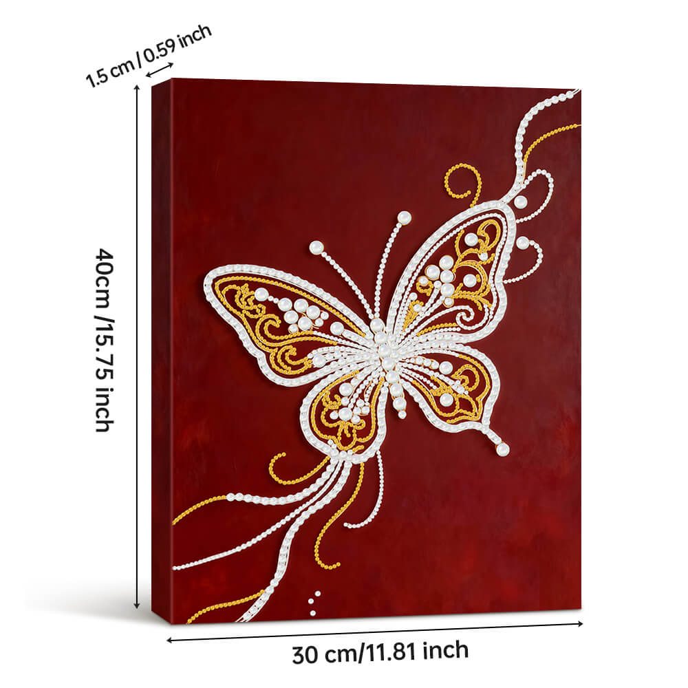 Diamond Painting | Parel Schilderij | Een Wit-Gouden Vlinder