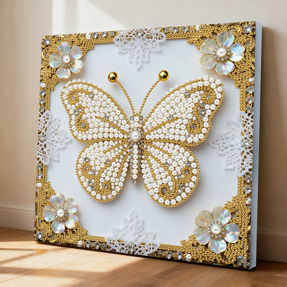 Diamond Painting | Parel Schilderij | Een Witte Vlinder