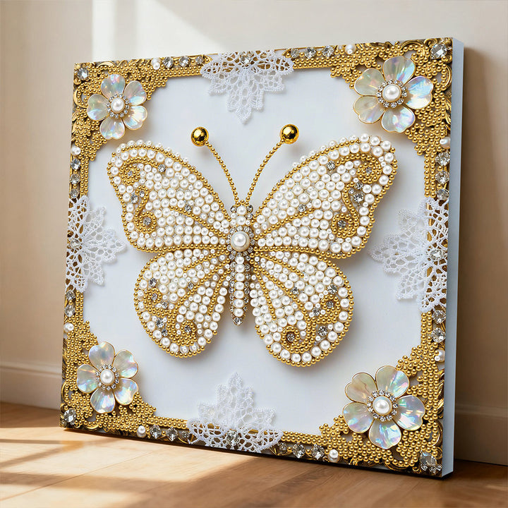 Diamond Painting | Parel Schilderij | Een Witte Vlinder