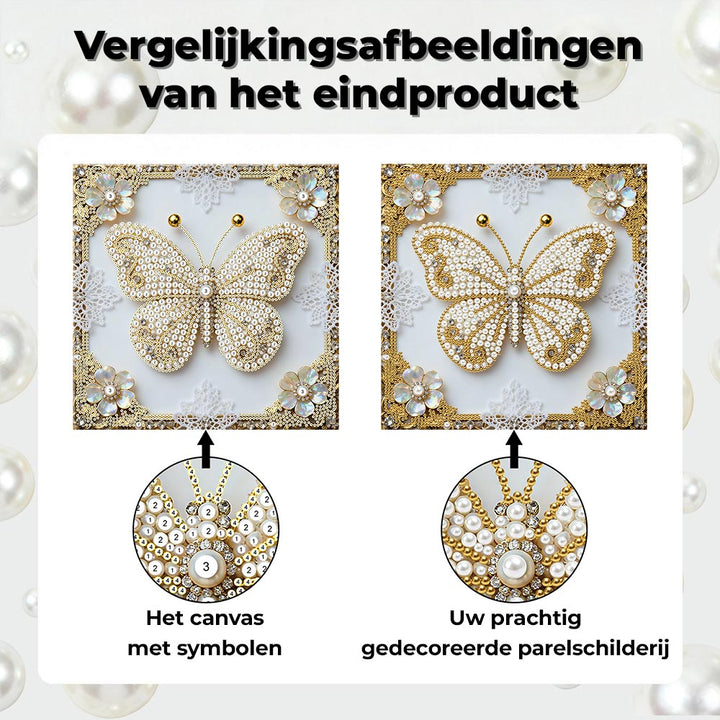 Diamond Painting | Parel Schilderij | Een Witte Vlinder