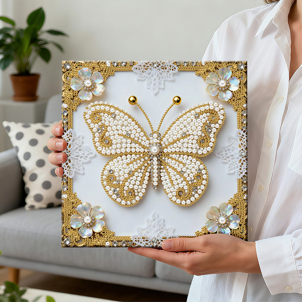 Diamond Painting | Parel Schilderij | Een Witte Vlinder