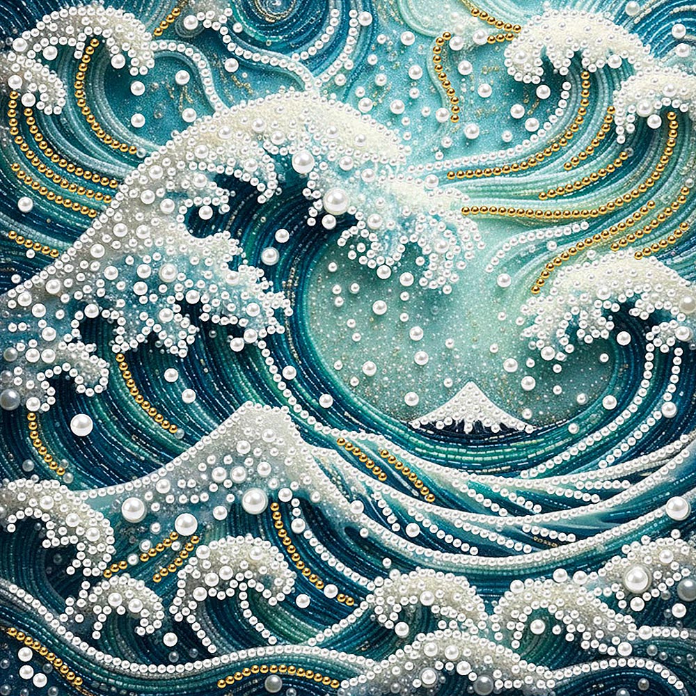 Diamond Painting | Parel Schilderij | Golvende Groene Golven