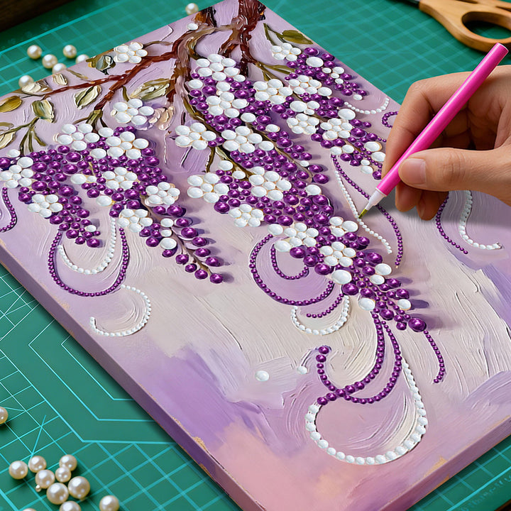 Diamond Painting | Parel Schilderij | Paarse en Witte Druiven aan de Wijnrank