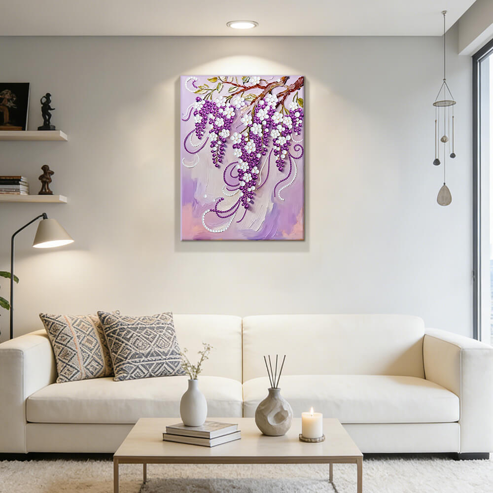 Diamond Painting | Parel Schilderij | Paarse en Witte Druiven aan de Wijnrank