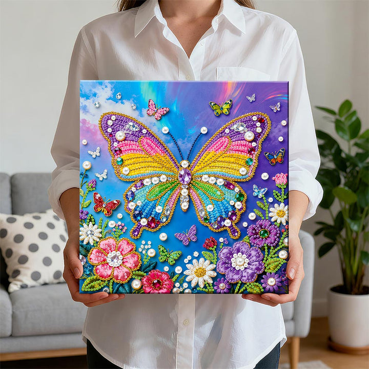 Diamond Painting | Parel Schilderij | Regenboogvlinders en Bloemen