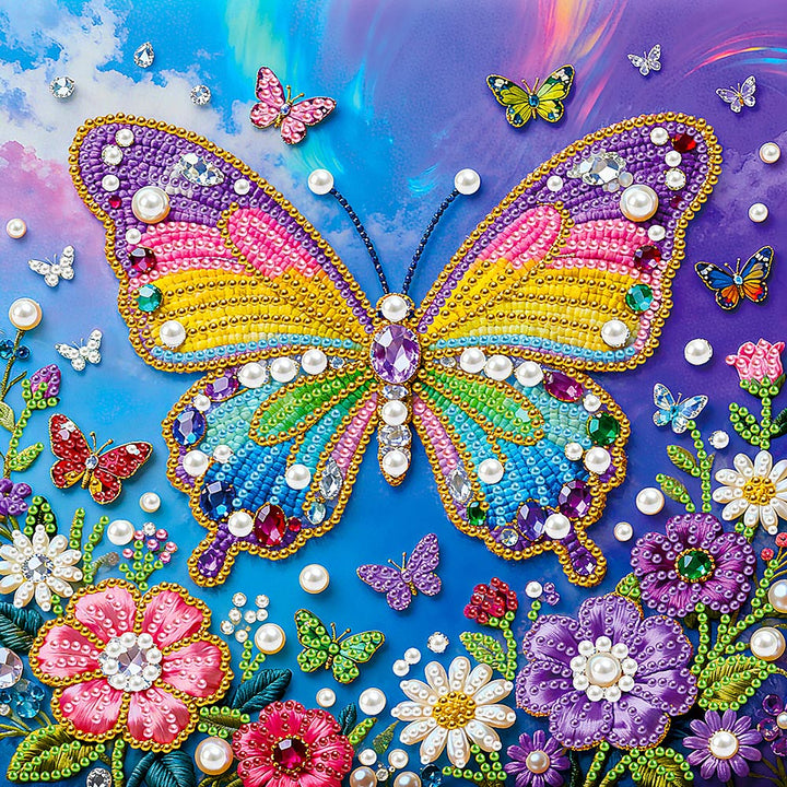 Diamond Painting | Parel Schilderij | Regenboogvlinders en Bloemen