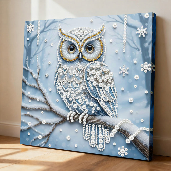 Diamond Painting | Parel Schilderij | Uil in het Sneeuwbos