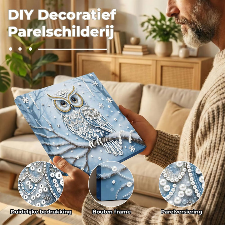 Diamond Painting | Parel Schilderij | Uil in het Sneeuwbos