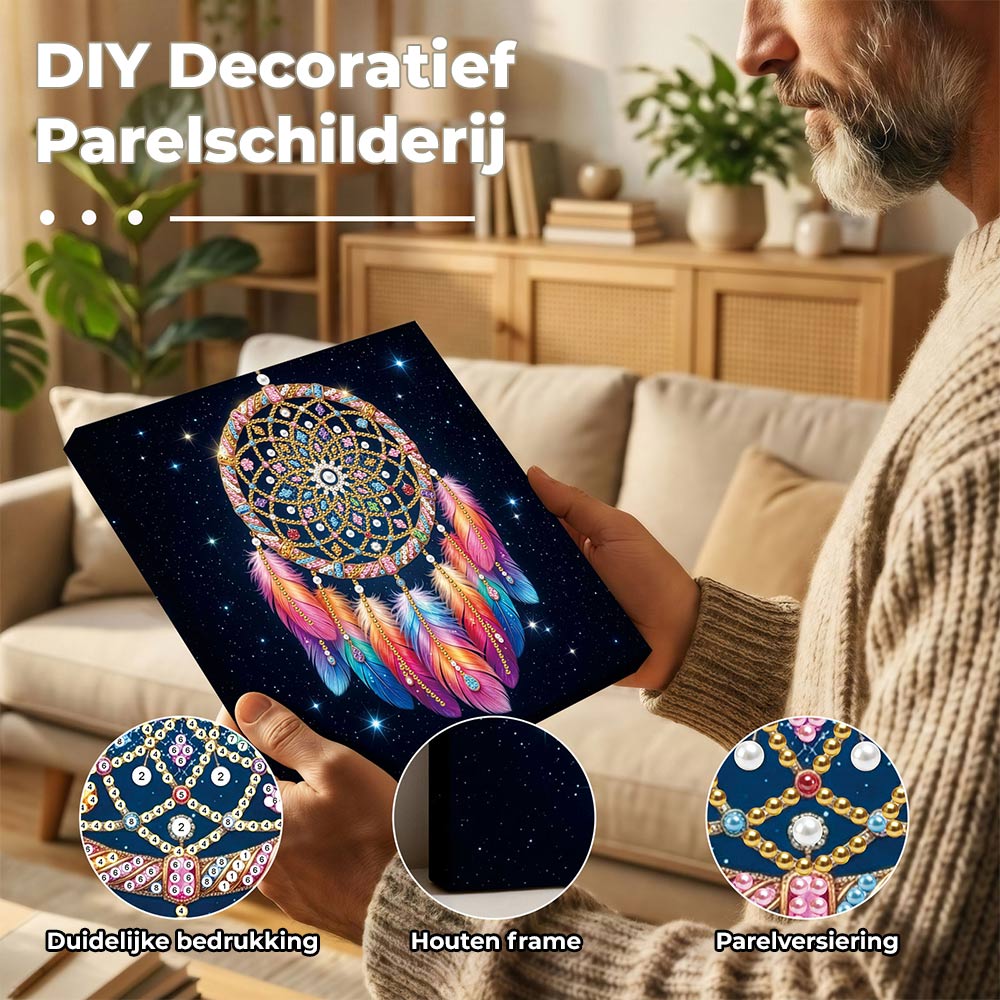 Diamond Painting | Parel Schilderij | Veren Dromenvanger in de Sterrenhemel