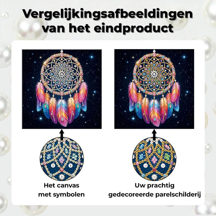 Diamond Painting | Parel Schilderij | Veren Dromenvanger in de Sterrenhemel