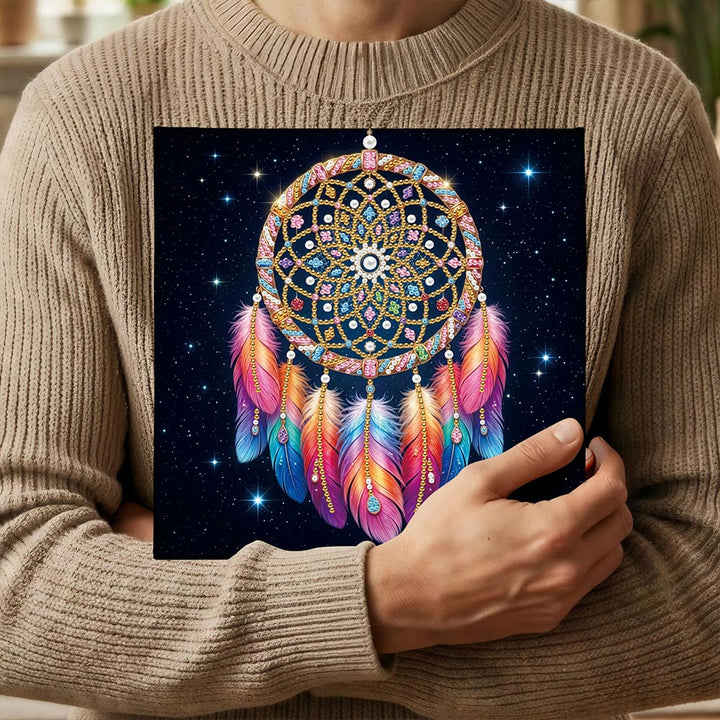 Diamond Painting | Parel Schilderij | Veren Dromenvanger in de Sterrenhemel
