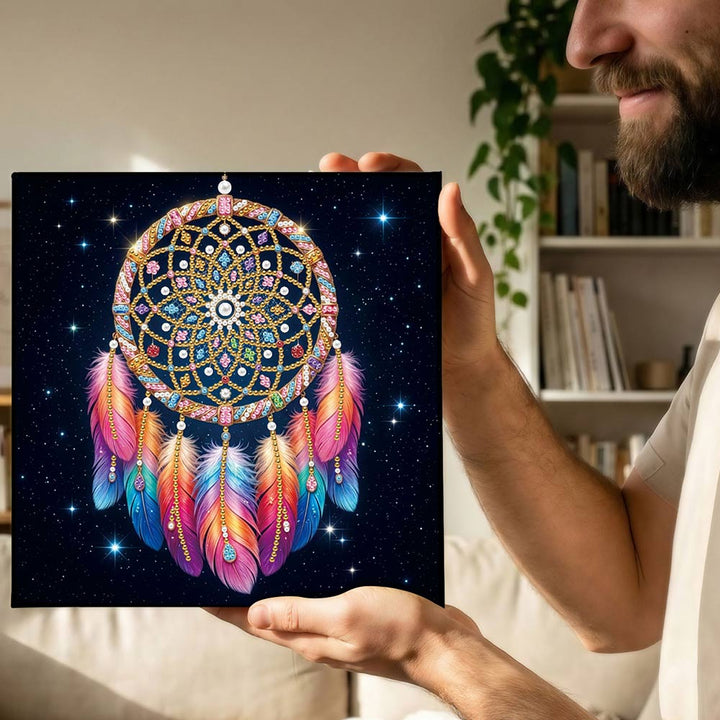 Diamond Painting | Parel Schilderij | Veren Dromenvanger in de Sterrenhemel