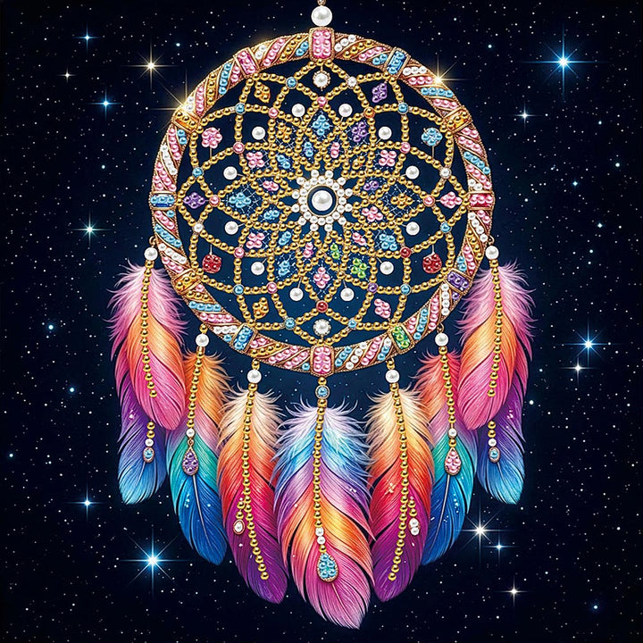 Diamond Painting | Parel Schilderij | Veren Dromenvanger in de Sterrenhemel