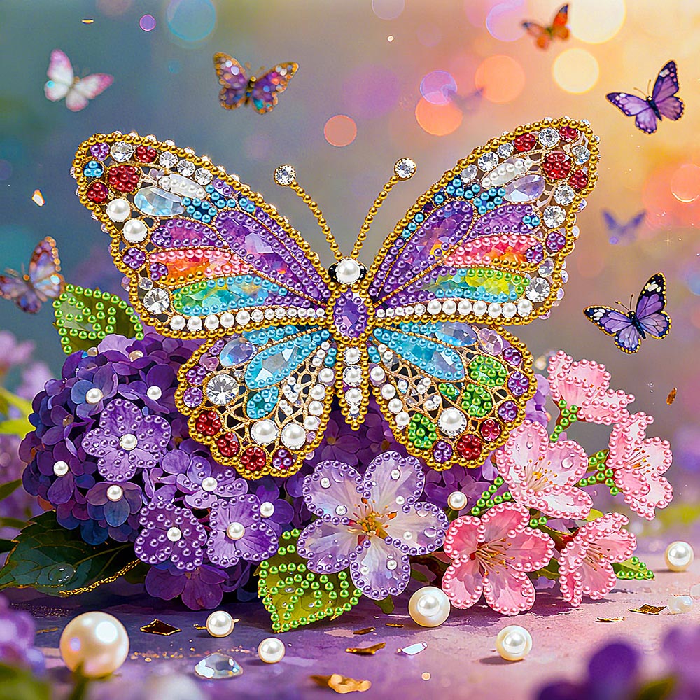 Diamond Painting | Parel Schilderij | Vlinder en Hortensia