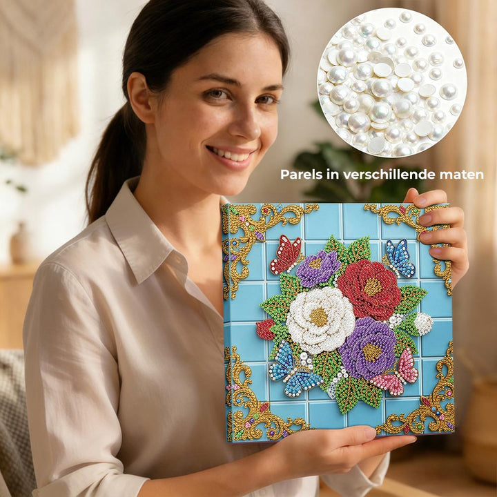 Diamond Painting | Parel Schilderij | Vlinders die Rond de Rozen Dwarrelen