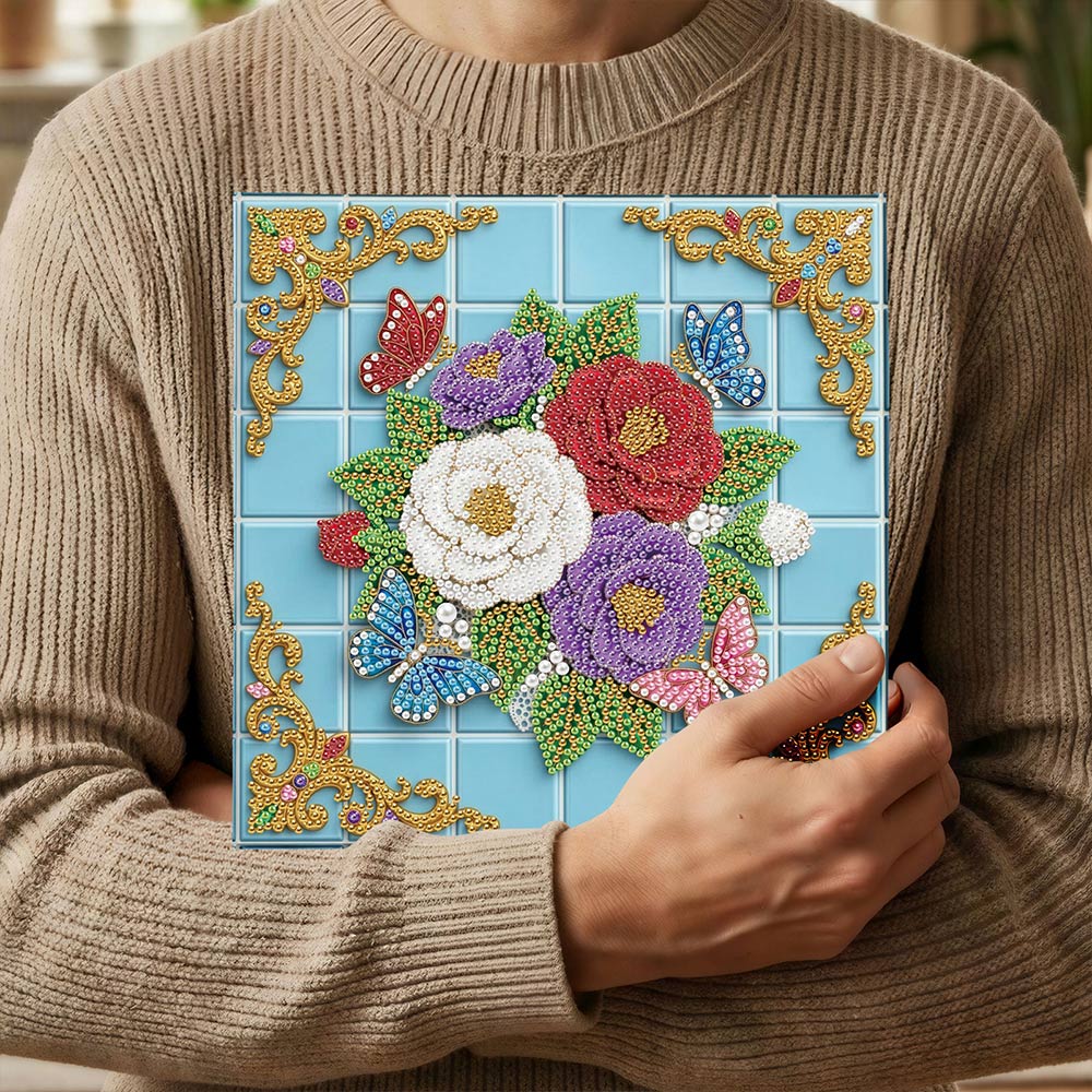 Diamond Painting | Parel Schilderij | Vlinders die Rond de Rozen Dwarrelen