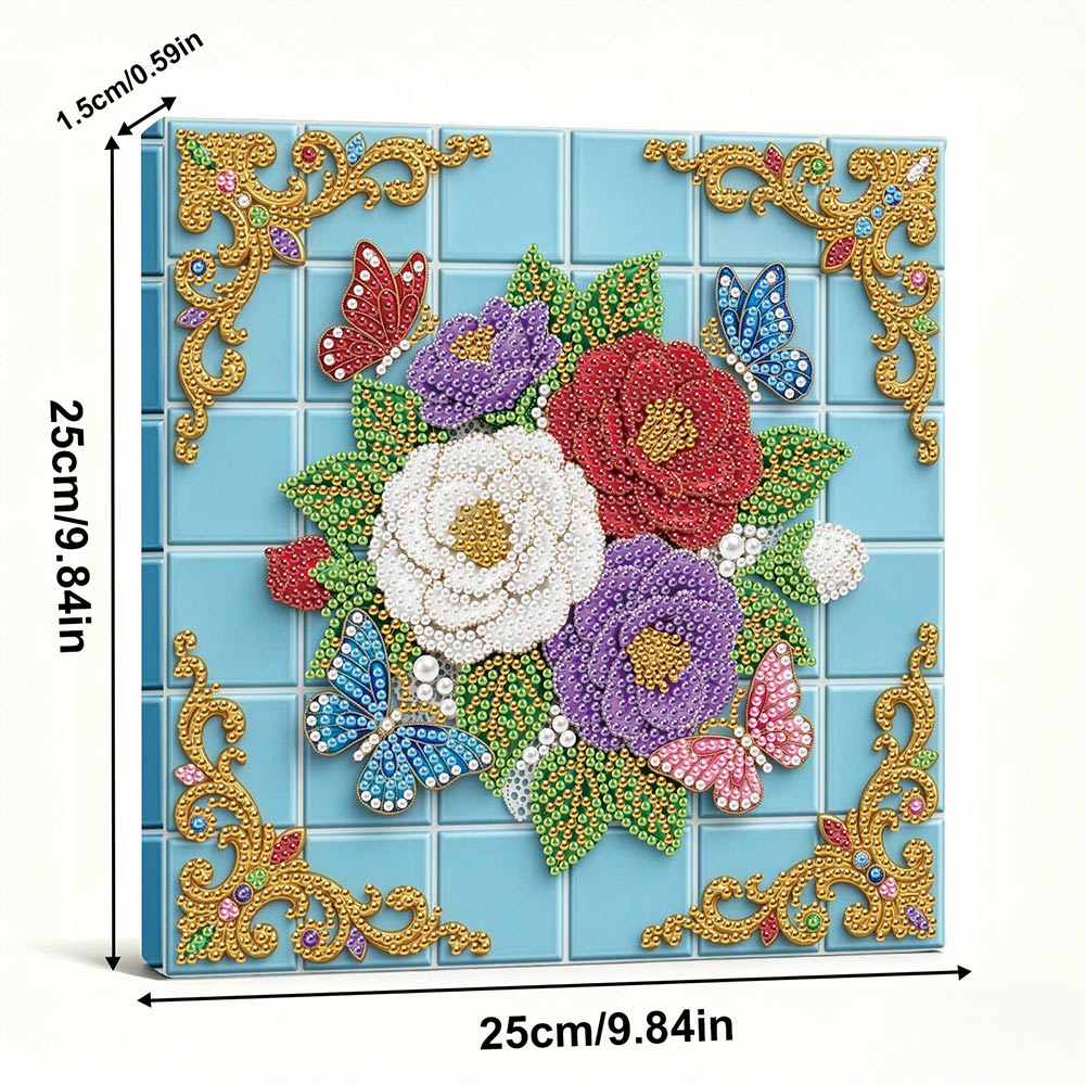 Diamond Painting | Parel Schilderij | Vlinders die Rond de Rozen Dwarrelen