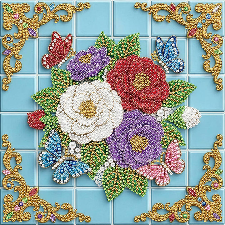 Diamond Painting | Parel Schilderij | Vlinders die Rond de Rozen Dwarrelen