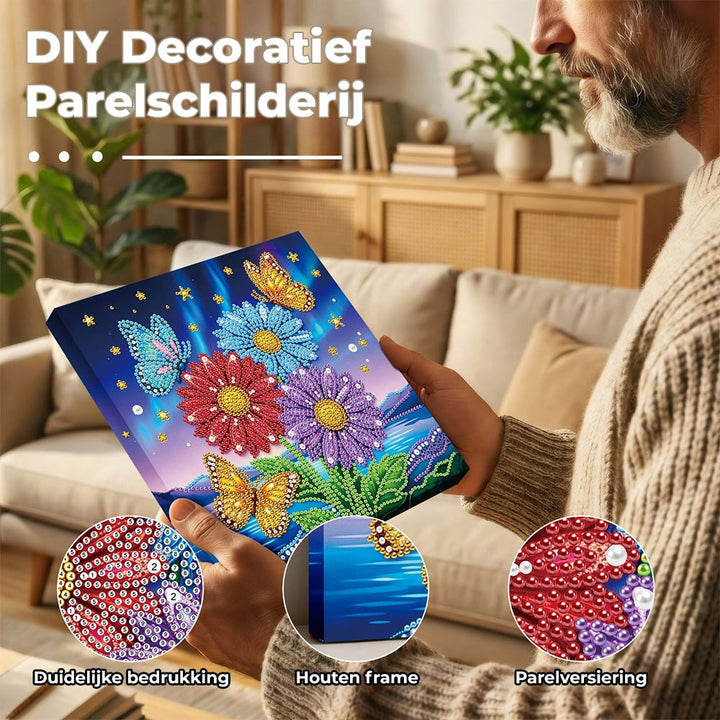 Diamond Painting | Parel Schilderij | Vlinders die Rond Gerbera’s Fladderen