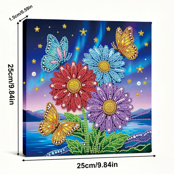 Diamond Painting | Parel Schilderij | Vlinders die Rond Gerbera’s Fladderen