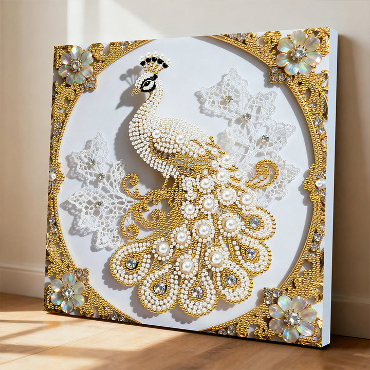 Diamond Painting | Parel Schilderij | Witte Pauw