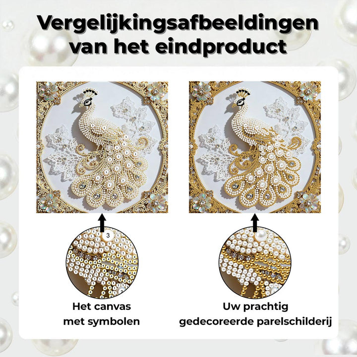 Diamond Painting | Parel Schilderij | Witte Pauw