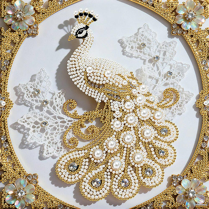 Diamond Painting | Parel Schilderij | Witte Pauw