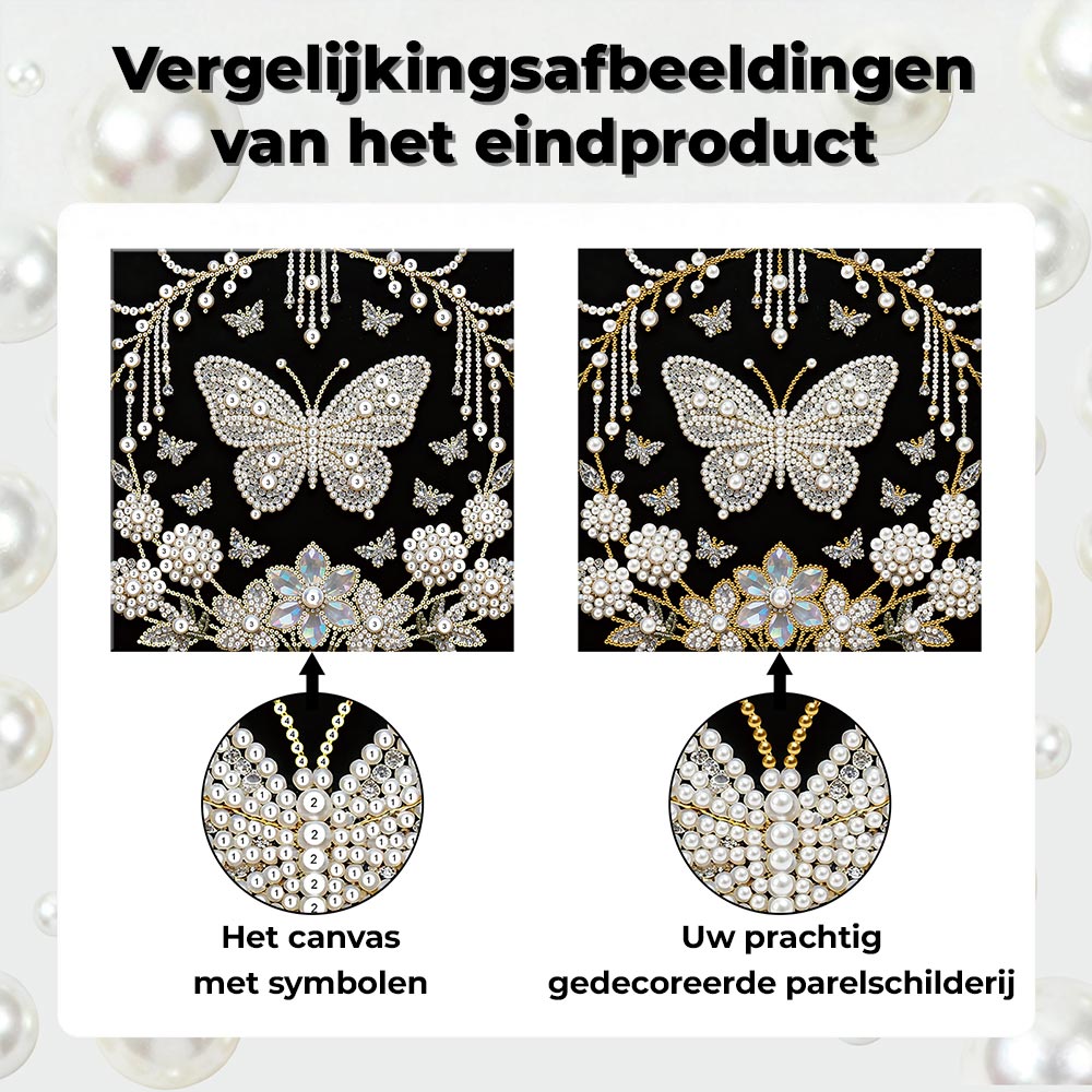 Diamond Painting | Parel Schilderij | Witte Vlinder en Paardenbloemen