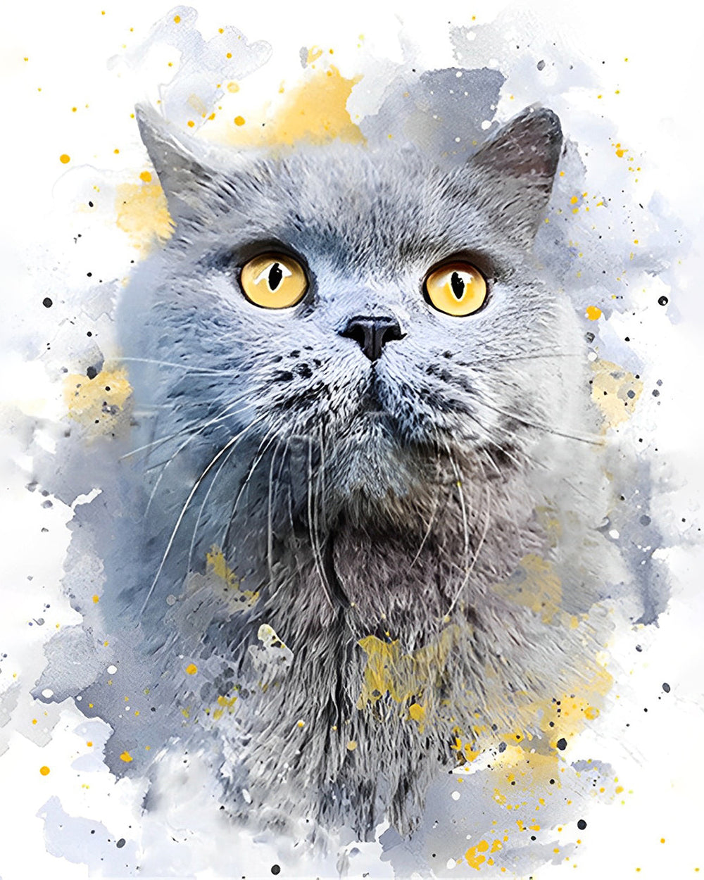 Dikke Grijze Kat Diamond Painting
