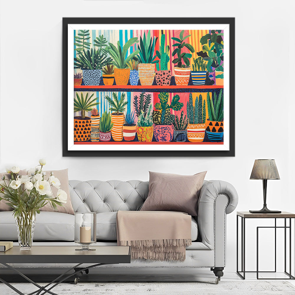 Diverse Vetplanten op de Plank Diamond Painting