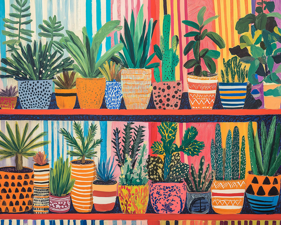 Diverse Vetplanten op de Plank Diamond Painting
