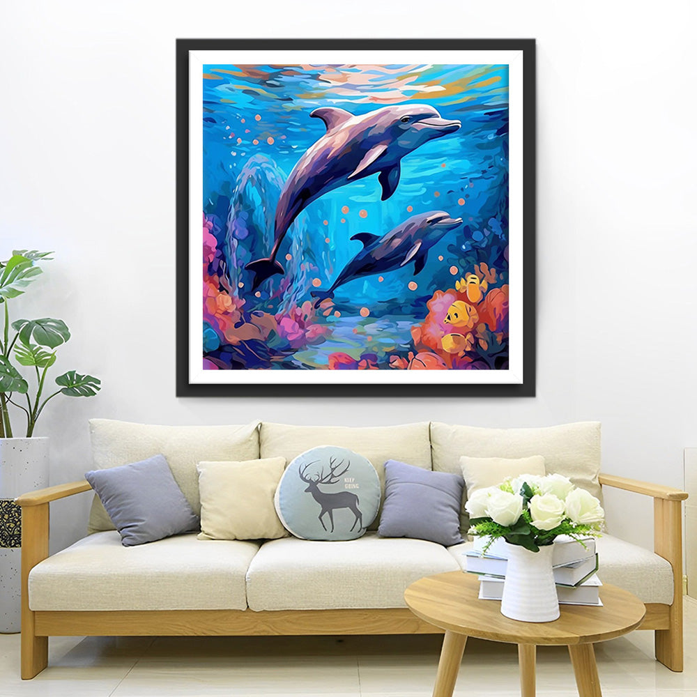 Dolfijnenkoppel in de Zee Diamond Painting
