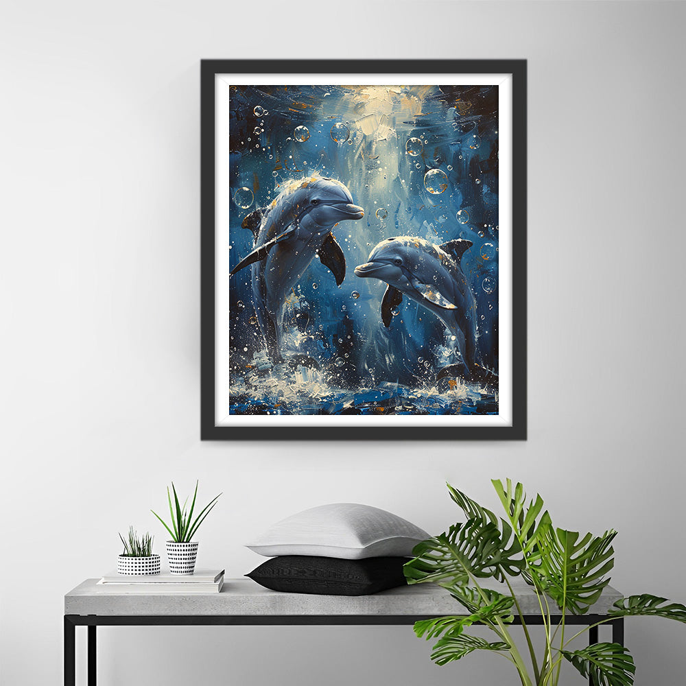 Dolfijnenkoppel onder de Blauwe Zee Diamond Painting