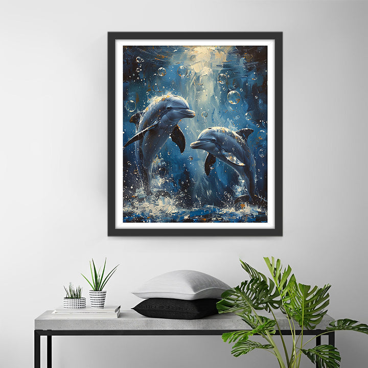 Dolfijnenkoppel onder de Blauwe Zee Diamond Painting