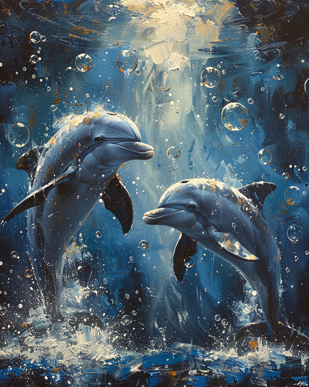Dolfijnenkoppel onder de Blauwe Zee Diamond Painting