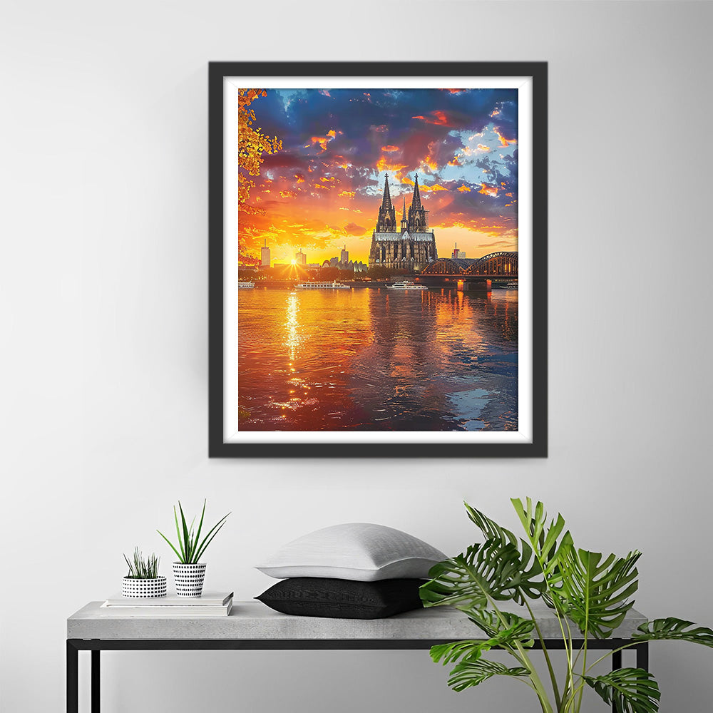 Dom van Keulen bij Zonsondergang Diamond Painting