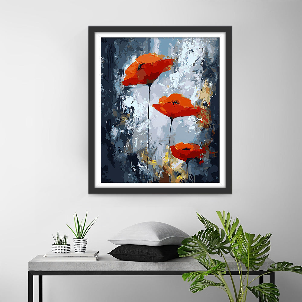 Drie Rode Klaprozen Diamond Painting
