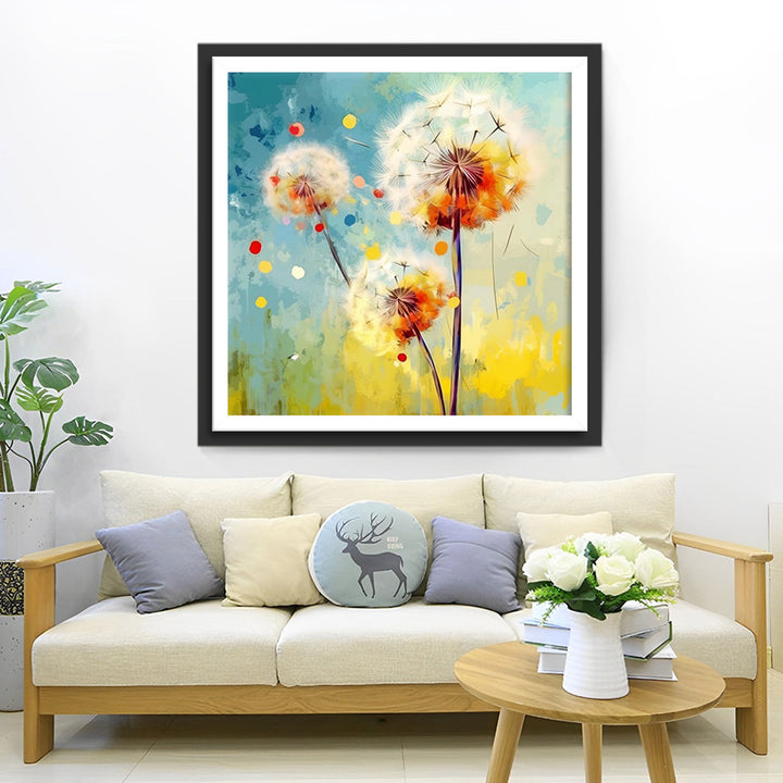 Drie Witte Paardenbloemen Diamond Painting