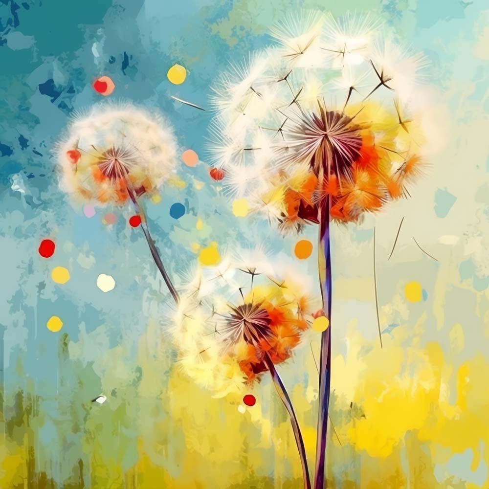 Drie Witte Paardenbloemen Diamond Painting