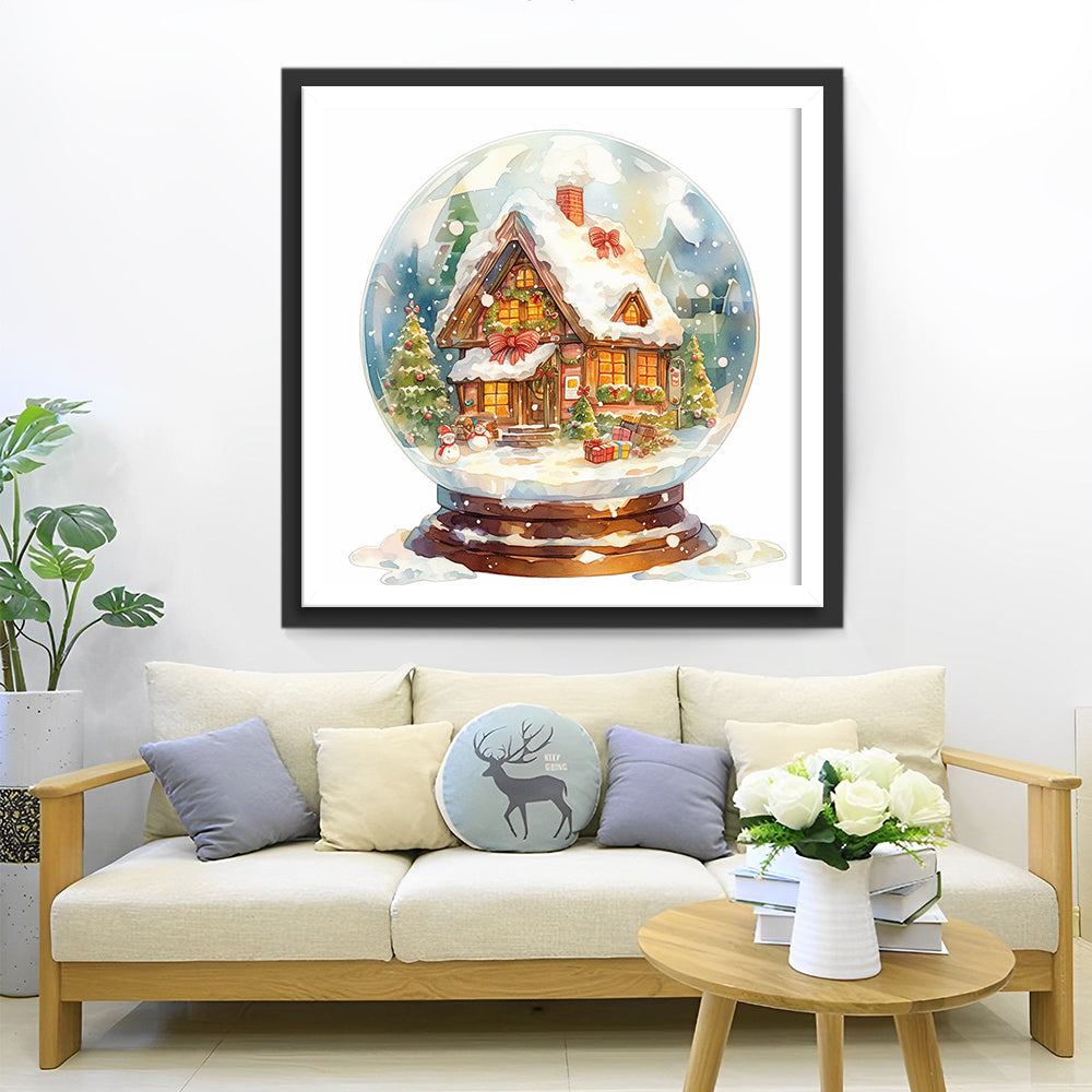 Dromerige Kerstwereld in een Sneeuwbol Diamond Painting